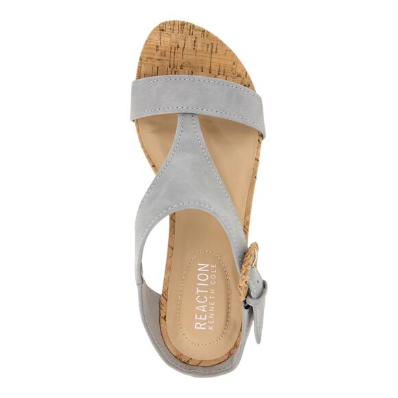 Kenneth Cole Reaction Women's Great Buckle Wedge Sandals Gray Size 9 - Picture 4 of 5